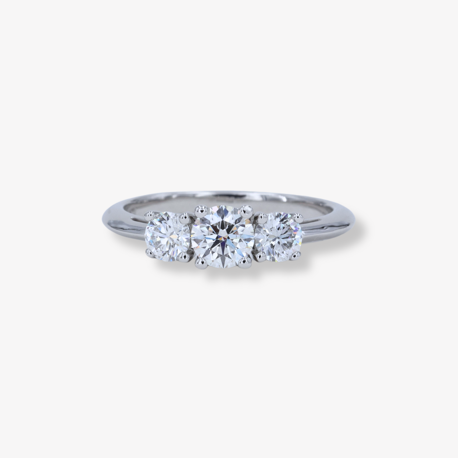 Tiffany Three Stone Round Brilliant Cut Diamond Platinum