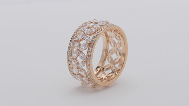 Tiffany & Co. Victoria Diamond Band 18K Rose Gold, Marquise and Round Diamonds